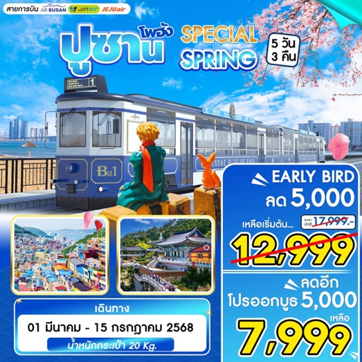 ทัวร์เกาหลี BUSAN SPECIAL SPRING 5วัน 3คืน (BX)