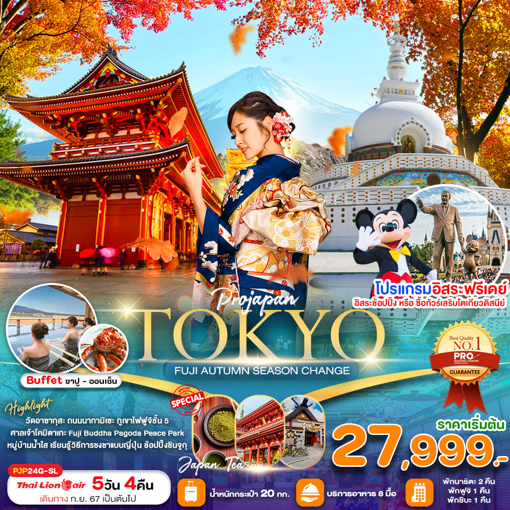 ทัวร์ญี่ปุ่น TOKYO FUJI AUTUMN SEASON CHANGE 5วัน 4คืน (SL)